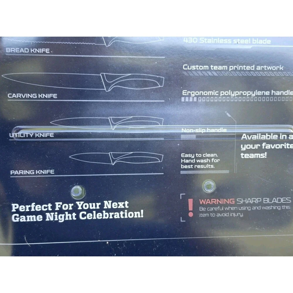 NFL NY Giants 5pc Stainless Steel Non-Stick Knife Set New Tailgating Mancave